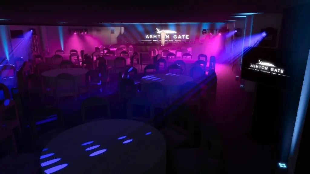 Ashton Gate Lansdown Suite events lighting render