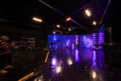 A thumbnail image link to a blog post about A production setting up at the Box 7 studio